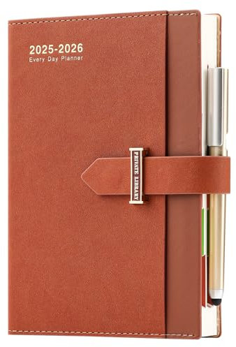 Mcdsuc Diario accademico 2025-2026 Pagina al giorno A5, agosto 2025 - agosto 2026 Diario,13 mesi produttività giornaliera e mensile Planner 25/26 con penna,3 segnalibri, adesivi, tasca interna,Brown