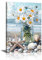 Plage Fleurs Blanches Dans le Vase Tableau Décoration Murale Salon Impression sur Toile Elégant Bleu Côte Paysage Image sur Toile Abstraite Peintures sur Toile Décor Murale pour Chambre Maison 30x40cm