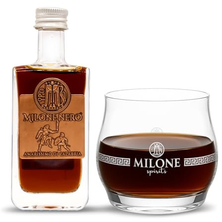 Amaro Milone Nero 5 cl – Amarissimo di Calabria (35% Vol.) – Lasciati Conquistare dal Gusto Intenso, Prova la Versione Mignon! – 100% Made in Italy