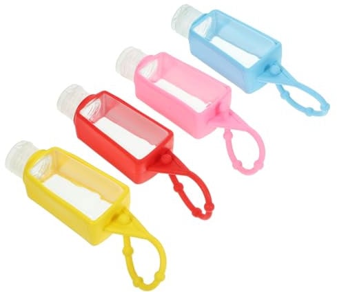SAFIGLE 4pcs 30ML Leak Proof Silicone Sleeve Travel Bottles for Hand Soap Liquid Containers Portable Toiletry Bottles for Travel and On-the-Go Random Color