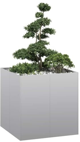 NQJIBUE Pot de fleurs 80 x 80 x 80 cm en acier galvanisé pour pelouse et jardin, jardinage, pots et jardinières