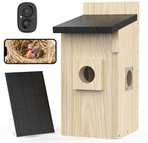 LASTOOLS Smart Bird Houses for Outside Solar Powered,4MP Birdhouse Camera for Outdoors, Watch Bird Nesting & Hatching in Real Time, AI Identify Bird Behavior & Create, DIY