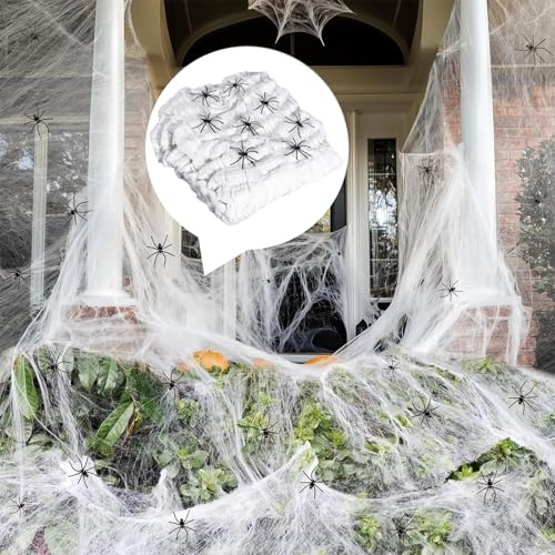 Halloween Spinnennetz Dekoration 200g Simulation Spinnennetz 50 Realistisch Spinnen Spinnennetz Party Deko Geeignet Für Drinnen und Draußen Spukhäuser Halloween Horrorpartys und Mehr