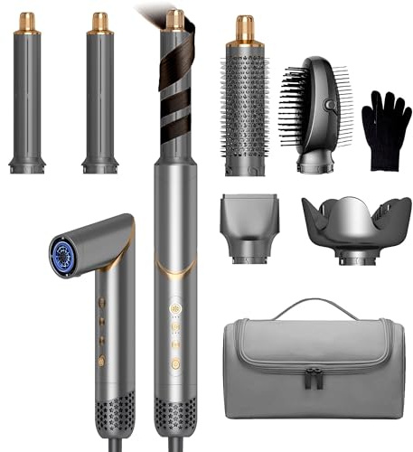 OKWRAP Hair Styler Set Haarstyler 6 in 1 Multistyler Haare 110000 U/MIN | Multistyler mit Rundbürste Föhn Diffusor Automatischer Lockenstab Glättbürste für Trocknen Locken mit Aufbewahrungstasche