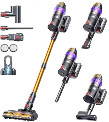 BUTUR Aspirateur sans fil 600 W/65000 Pa VC90, puissant avec bac à poussière de 2 l, batterie amovible, aspirateur à main pour tapis, sols durs et poils d'animaux