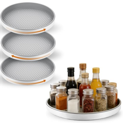 4er-Pack Drehteller Organizer Kühlschrank, 10 Lazy Susan Drehplatte für Küche & Schrank, 360° drehbarer Gewürzregal & Fridge Organizer, langlebiges Rondell für maximale Stauraumnutzung