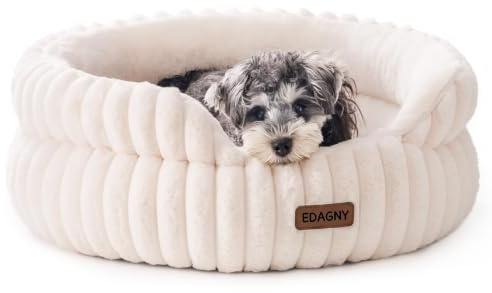 EDAGNY Beruhigend Rundes Kleine Hundebett Weiches Haustierbett Creme M