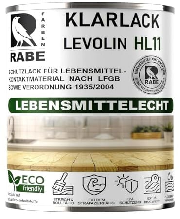 RABE Klarlack Levolin HL11 Matt Lebensmittelecht LFGB + 1935/2004 Versiegelung Möbellack Holz (1, Transparent, 1 Liter)
