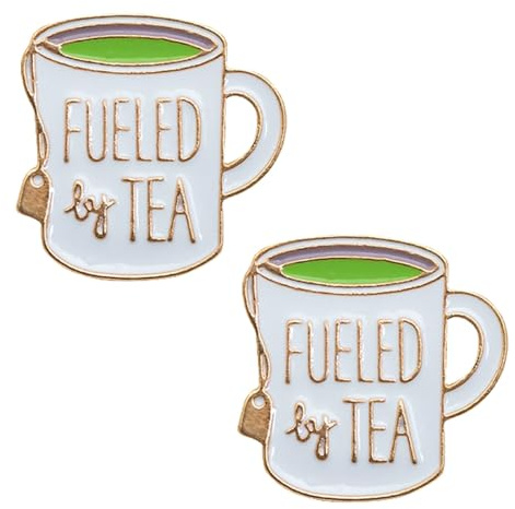 Metal Brooches Fueled By Tea Enamel Lapel Pin Cartoon Coffee Cup Milk Enamel Badge Novelty Unique Button Lapel Metal Brooch for Bookbag Lanyard Fashion Jewelry Accessories Backpacks Clothing Hats