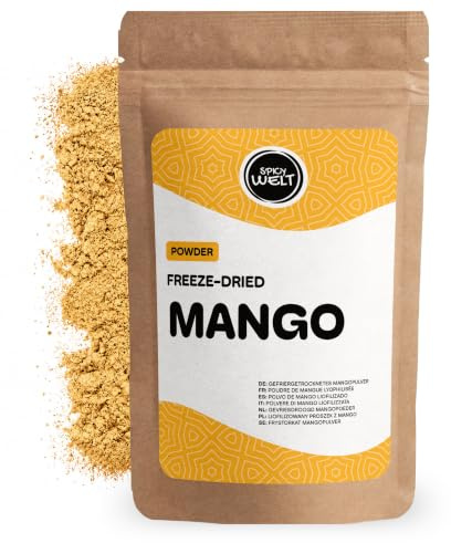 Spicy Welt Mango liofilizado en polvo (100g) | 100% fruta | Un ingrediente | Fruta liofilizada | Sin azúcares añadidos ni antiaglomerantes | Yogur, batidos, porridge, repostería, cheesecake & helados