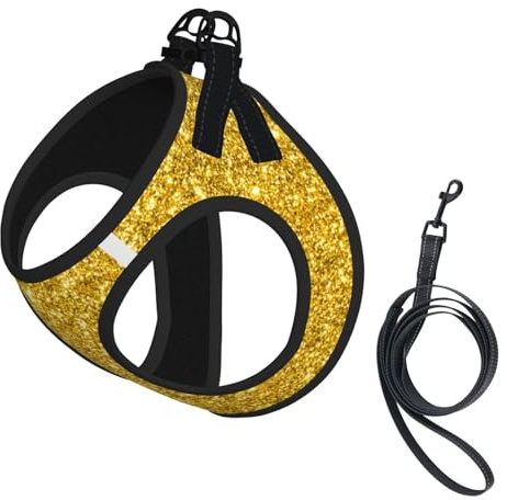 Wunderschöne, goldglitzernde Schleppweste für kleine Haustiere, verstellbare Gurte, leicht zu führen, weiche und atmungsaktive Gurte, geeignet für kleine Hunde und Katzen usw.