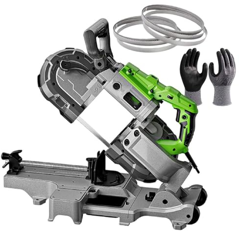 Sega a nastro portatile, 1100 W, taglierina in metallo con lame 10/14T, manuale automatica con luce LED e regolazione continua per rame, alluminio e acciaio