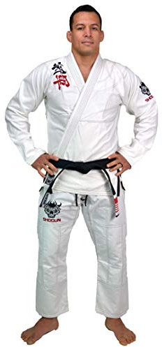 Shogun Fight Jiu Jitsu Gi 'Kanji' 450 g Perl-Web-Baumwolle Premium BJJ, weiß, A5