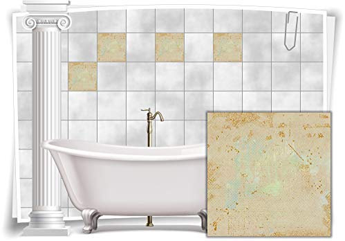 Medianlux Fliesenaufkleber Fliesen Aufkleber Vintage Nostalgie Retro Shabby Chic Rosa Gold Küche Bad WC Deko, 12 Stück, 10x10cm m14m89q-75833
