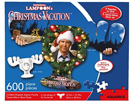 Aquarius Christmas Vacation Moose Mug & Collage 2 Sided 600 Pc Diecut Jigsaw Puzzle