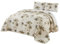 Grand Linen 3-teiliges Bettwäsche-Set in Übergröße (298 x 239 cm), Motiv: tropische Palme, King-Size-Größe, wendbar, Tagesdecke, Bettüberwurf (Beige, Salbeigrün, Braun)