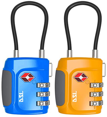 TSA Approved Luggage Lock, DSL Pack of 2 Travel Combination Padlocks with Code (3 Digits), Code Lock for Travel Suitcase/Luggage/Bag/Case/Gym/School Locker