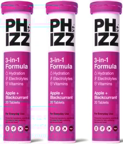 Phizz Electrolytes, Multivitamin & Hydration Tablets - 60 Effervescent Rehydration Electrolyte Tablets - 18 Vitamins & Minerals, Vitamin C, Vegan, Vegetarian & Low Calorie