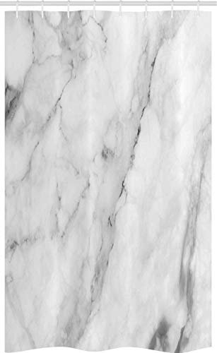 ABAKUHAUS Marbre Rideau de Douche Stalle, Motif de Surface Granite, Ensemble de Salle de Bain en Tissu en Crochets, 120 x 180 cm, Blanc Gris
