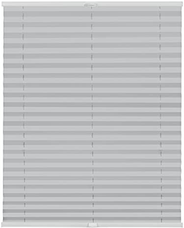Lichtblick Plissee Klemmfix nach Maß, ohne Bohren, verspannt, Hitzeschutz, Blickdicht, Made in Germany, Thermoplissee - Hellgrau 85 cm x 130 cm (B x L)