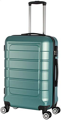 Cahoon - Hartschalen-Koffer Trolley Handgepäck Reisekoffer Kofferset 4 Rollen M-L-XL-Set 201 (Ocean-Green, Mittelgroßer Koffer)