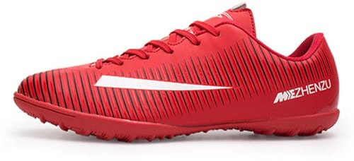 Football Boots Professional Soccer Shoes for Men Ladies and Youth Boys Girls Turf Trainers Lace Up Red