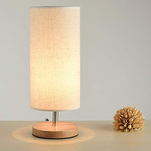 Mengjay Nachttischlampe Kinderzimmer Rund, E27 LED Modern Tischlampe aus Holz mit Zugschalter & EU-Stecker, 3000K Warmweiß Tischleuchte Nachtlicht für Geschenk Büro Schlafzimmer Eckig.