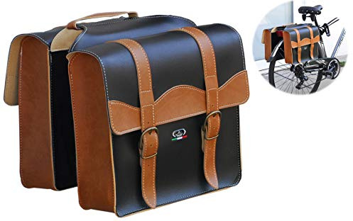 Montegrappa Doppel Gepäckträgertasche MOD. 0024 - Made in Italy - Schwarz/Honig