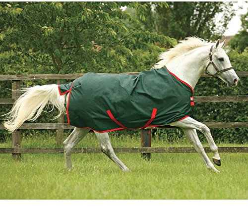 Horseware Rambo Original Turnout Lite 0g - Grüne/rote Weidedecke für Pferde aus Nylon, Wasserdicht, Winddicht, Atmungsaktiv, Ballistisches Nylon, Ohne Füllung, Größe für alle Pferderassen