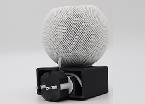 Generisch Designkarussell Halterung für HomePod Mini (schwarz), schraubenlose Wandhalterung für die Steckdose, Stabiler Wandhalter mit Kabelmanagement