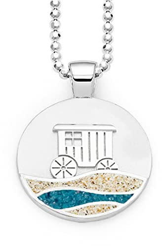 DUR Schmuck Anhänger NORDERNEY Badekarren Strandsand, Steinsand, Silber 925/- rhodiniert (P4181)