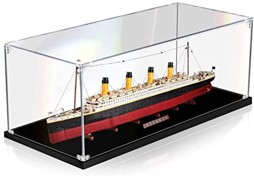 MOFOCO Schaukasten Aus Acryl, Groß Acryl Vitrine Schaukasten Für Lego 10294 Titanic Modell, Staubdichte Vitrine Für Modelle Sammlerstücke 140 x 20 x 50 cm 2mm