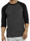Herren Raglan Baseball Tee Shirt - Casual T-Shirts, 3/4 - Schwarz/Anthrazit, 3X-Groß