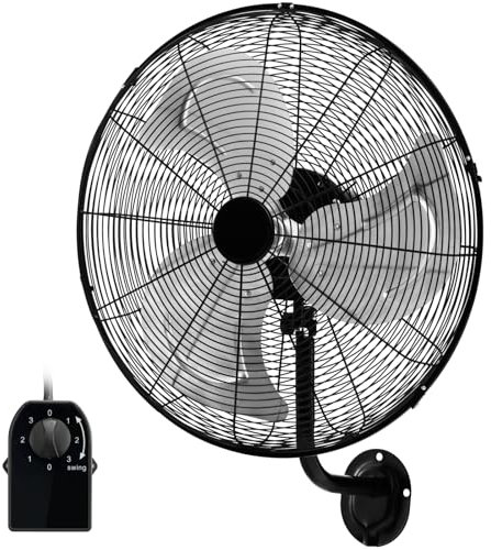 TANGZON 20’’/51cm Wall Fan, 120W Electric Oscillating Cooling Fan with 3 Speeds, Adjustable Head & Quiet Operation, Wall Mounted Fans for Home Office Bedroom (Black)