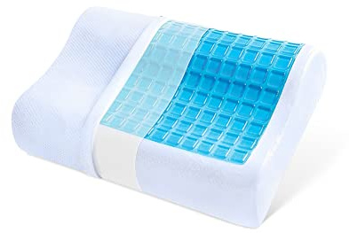 VIVAAS Cooling Gel Neck Pillow With Memory Foam & Removable Cover Contour Pillow For Back Pain, Neck Pain, Ergonomic Design For Sleeping | Orthopedic Pillow | Neck Support Pillows