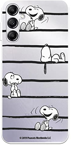 Schutzhülle für Samsung Galaxy A14 5G, offizielle Peanuts Snoopy Streifen zum Schutz Ihres Handys. Transparente Silikonhülle, flexibel, mit offizieller Snoopy-Lizenz