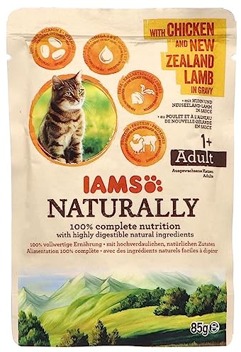 Iams Naturally Katzenfutter Erwachsene, Huhn & Lamm, 85 g