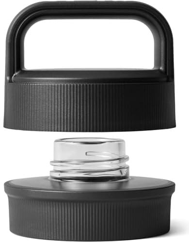 YETI Yonder Chug Cap, Leakproof Water Bottle Cap with Clip-On Carry, Twist-Off Spout Lid for Easy Drinking and Refilling, Dishwasher Safe Accessory, Black