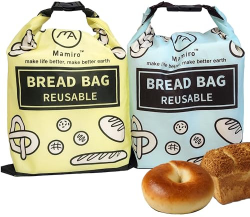 Mamiro Extra große wiederverwendbare Brotbeutel – 2 Stück für frisches, hausgemachtes Brot, Sauerteig-Aufbewahrung, 4,2 x 3,5 m