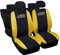 Susy Shop Coprisedili auto compatibili per Grande Punto, 3 e 5 porte, Made in Italy, set copri sedili per anteriori e posteriori, personalizzata con logo ricamato (Versione 5 Porte, Nero/Giallo)
