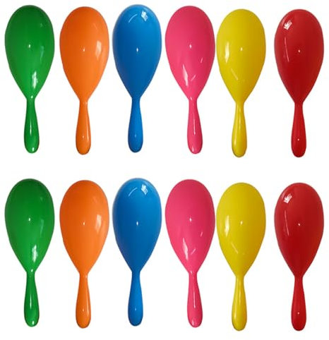 AOVNA 12Pcs Maracas Shakers Plastic Musical Egg Shakers Mexican Fiesta Party Favors Musical Fun Party Decoration for Maracas Instruments Party
