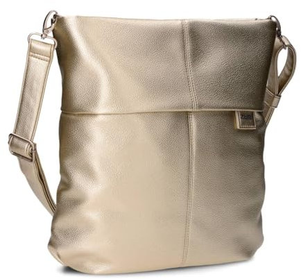 Zwei Damen Handtasche Mademoiselle.M M12 Umhängetasche 7 Liter Crossbody Bag, Schultertasche in DIN-A4-Größe, Schlüsselring, Geheimfach, inkl. extra kurzen abnehmbaren Schultergurt (gold)