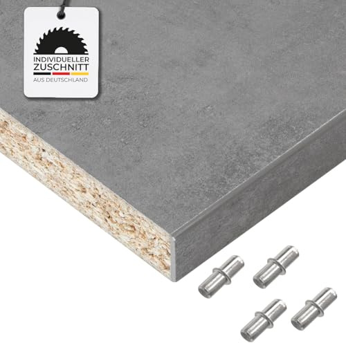 Hausfux Einlegeboden, Regalboden nach Maß - 1,9 cm Starke Spanplatte, melaminbeschichtet, einseitige ABS-Kante - Made in Germany - Maßanfertigung - für Möbelbau (Loftec, 90 x 50 cm)