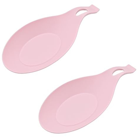 Sarini Silicone Spoon Rest,Kitchen Utensil Holder,Spoon Rest from Silicone,Cooking Spoon Rest from Silicone,Almond-Shaped Kitchen Helper Tray for Spoons,Pink