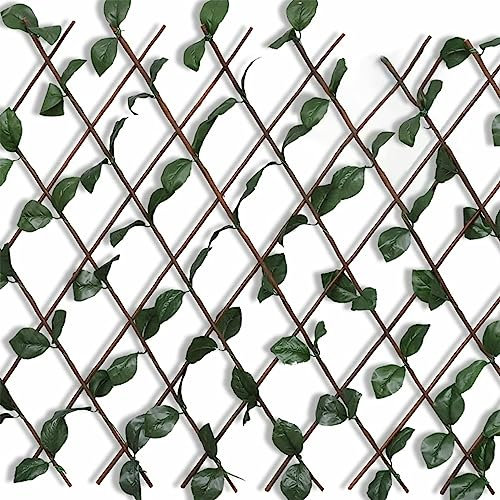 Homgoday Lot de 5 panneaux de clôture en osier avec feuilles artificielles 180 x 90 cm