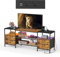Mueble TV Con Enchufe y LED, Mesa TV de Hasta 70 Pulgadas, Muebles de Salon Con 4 Cajones de Tela y 2 Estantes Abiertos, Marco de Acero, 40x160x63cm, Para TV Dormitorio, Marrón