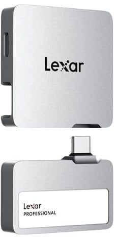 Lexar Professional Go Portable SSD mit HUB 2TB, ultrakompakt, unterstützt Apple ProRes, bis zu 1050MB/s Lesen und 1000MB/s Schreiben, USB 3.2 Gen 2, IP65, für iPhone 15/16, Silber