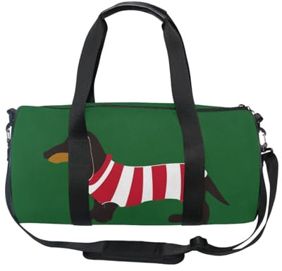 Mnsruu Sporttasche mit Schultergurt für Damen und Herren, schöner Dackel in Streifen, Reisetasche, Training, Workout-Tasche mit Schuhfach für Übernachtung, Wochenende, #01, Einheitsgröße, modisch