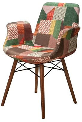 Stuhlmann Stühle - Stuhl Orlando 675C - Esszimmerstuhl, Küchenstuhl, Polsterstuhl, Wohnzimmerstuhl Mehrfarbig mit Armlehnen und Holzbeinen (Grün)