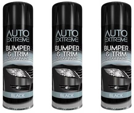 GSV Essentials Bumper And Trim Black Spray Paint, Fast-Drying Formula, UV-Resistant Properties, Perfect For Car Bumpers, Trims, Moldings, Scratches, Fading, 300ml, (3 Pcs)
